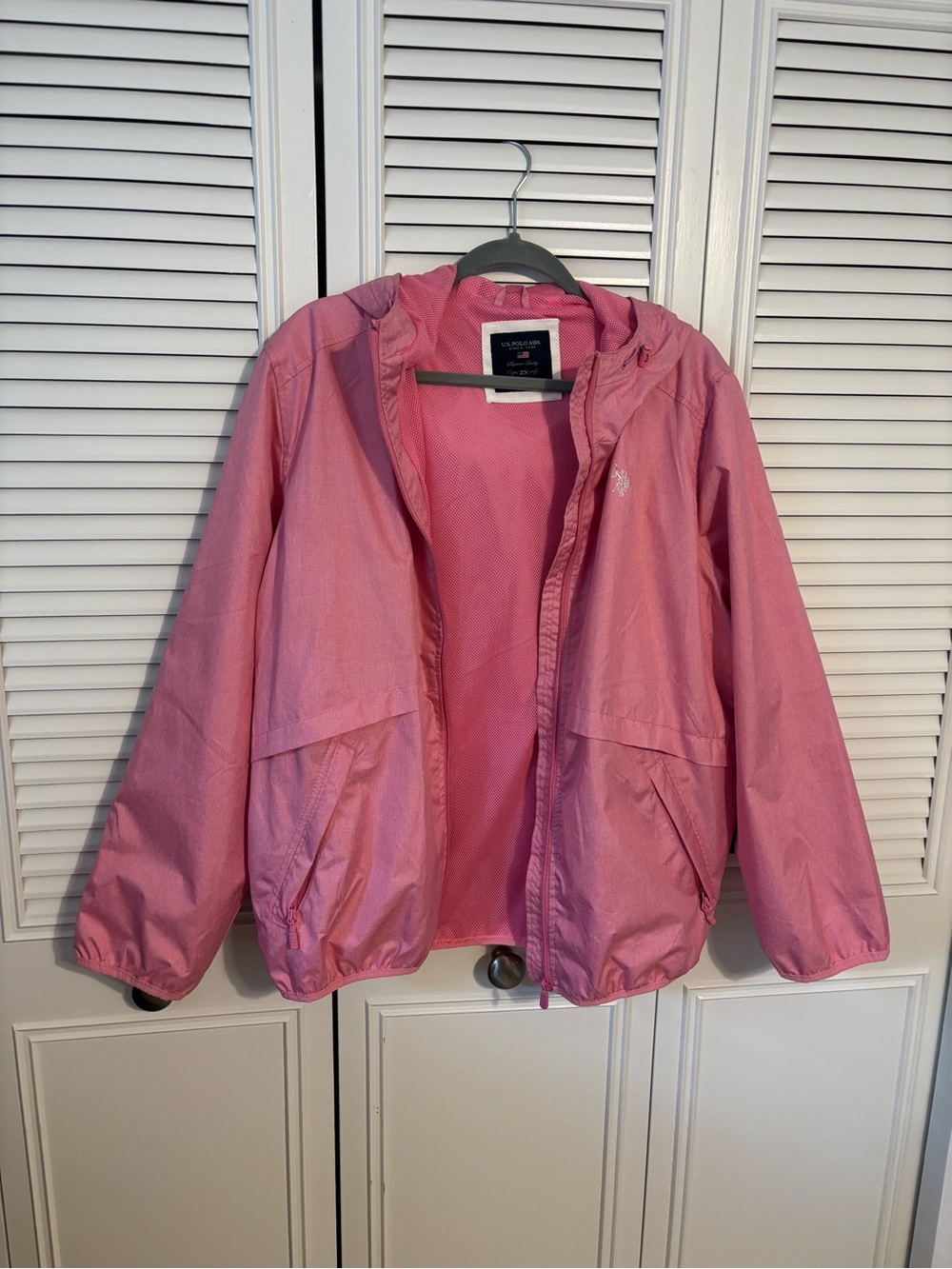 U.S. Polo Assn. Pink Hooded Rain Jacket